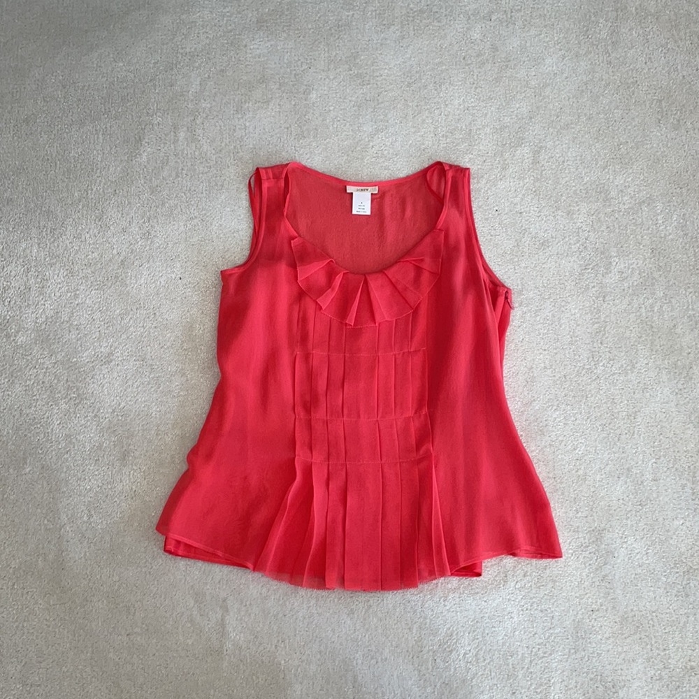 J. Crew 100% Silk bright Pink shell blouse